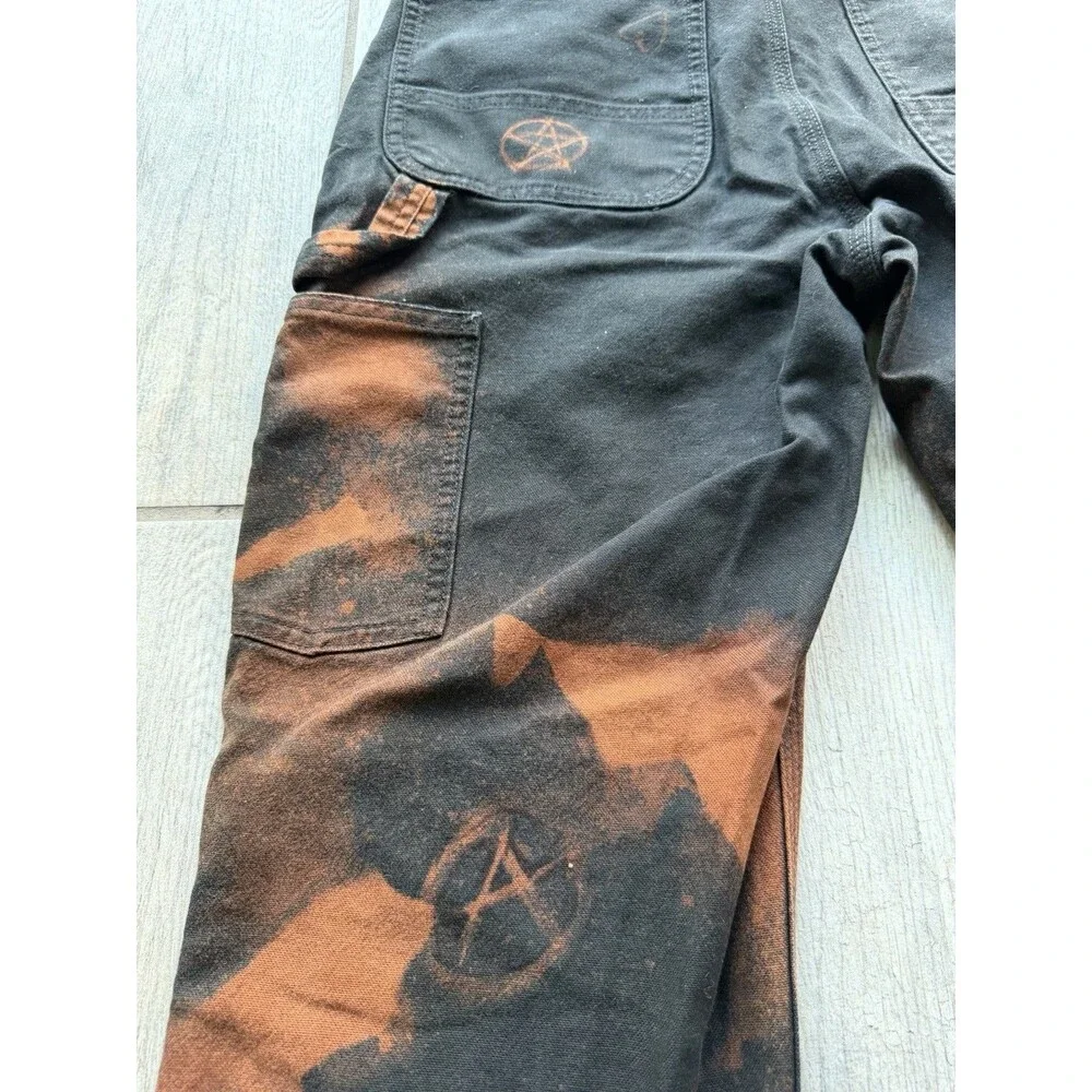 Tie Dyed Black Denim Size 32 X 32 Custom Carhartt Duck Jeans 1 Of 1 Streetwear